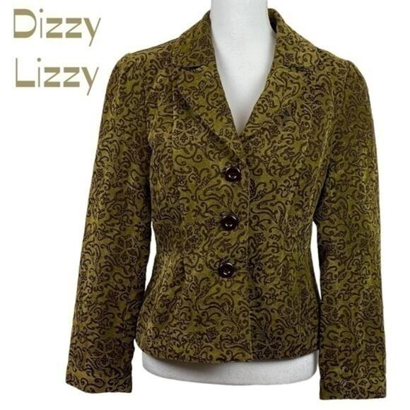 Dizzy Lizzie Olive & Brown Tapestry Boho CottageCore Jacket NWOT Size S - Picture 2 of 11